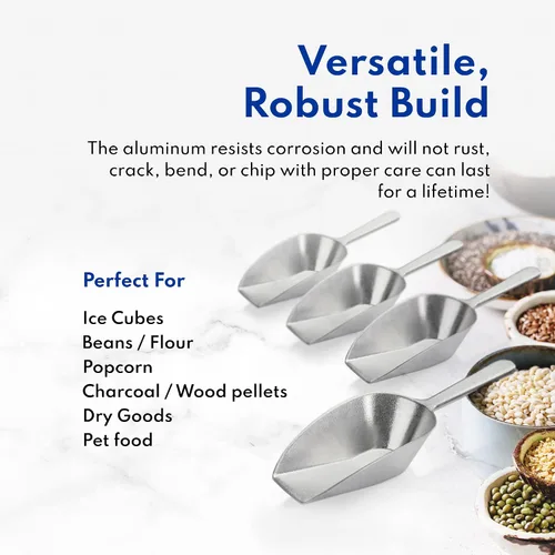 Vista 9 de New Star Foodservice 34622 Cuchara de utilidad de fondo plano de aluminio fundido, 1 oz, tamaño extra pequeño, plateado (solo lavado a mano)