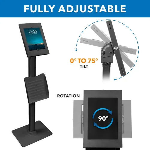 Vista 8 de Mount-It! Soporte de suelo antirrobo compatible con iPad, quiosco sin contacto con carcasa universal para iPads, soporte seguro de tableta con Negro