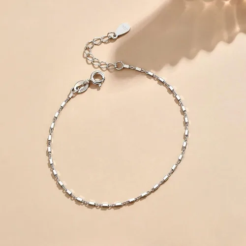 Vista 4 de ERLOSYA Pulseras de plata de ley para mujerdijes de cadena de plata 925 para adolescentes y niñaspulsera de plata ajustable delicada joyería regalo
