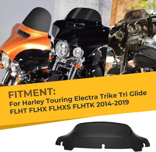 Vista 2 de Parabrisas ondulado negro de 7 pulgadas para Harley Touring Electra Street Glide Ultra Limited Trike Trike Ultra Classic FLHT FLHX FLHXS FLHTK