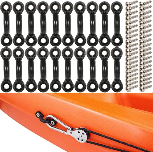 Vista 6 de Kit de almohadillas para kayak, 10 trabillas elásticas de nailon para cubierta con 20 tornillos para lancha, kit de aparejo de cubierta de kayak