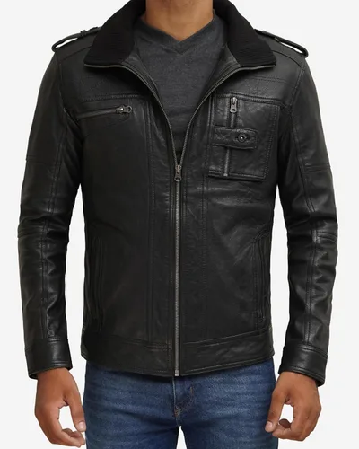 Vista 19 de Blingsoul Real Lambskin Leather Jacket Men - Chaquetas de cuero para Hombres