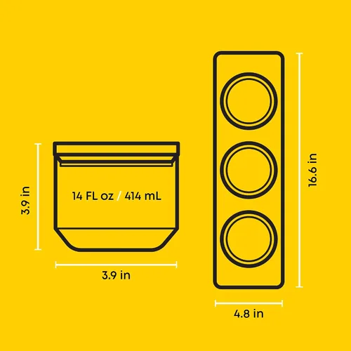 Vista 2 de JoyJolt Holden - Recipientes apilables de vidrio de 14 onzas con tapas y bandeja de madera, pequeños recipientes herméticos para alimentos, juego