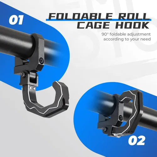 Vista 5 de KEMIMOTO - Gancho de aluminio para casco de UTV para auriculares para barra de rollo de 1.6 a 2 pulgadas Compatible con Polaris RZR Ranger, Can Am