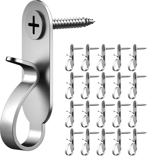 Vista 9 de Lewufe Ganchos de cadena de luces, clips de luces de acero inoxidable, ganchos de tornillo para exteriores para fiesta de Navidad, alambre de fácil