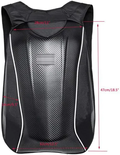 Vista 2 de Negro Fibra de Carbono y Nylon Motocicleta Mochila Motocross Riding Racing Bolsa de almacenamiento Motociclista Kit de viaje al aire libre, Negro