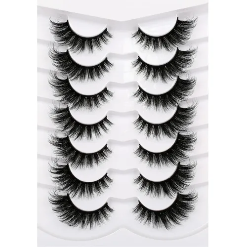 Vista 45 de Pooplunch - Pestañas postizas estilo ojo de gato, extensión de volumen 8D natural, finas, cortas, de visón sintético, tiras de pestañas postizas