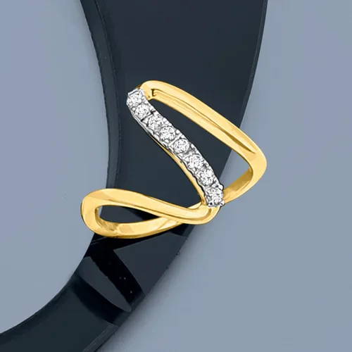 Vista 4 de Ross-Simons 0.25 ct. t.w. Diamond Wave Ring in 18kt Gold Over Sterling