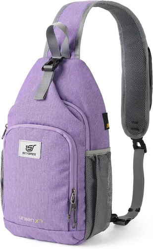 Vista 18 de SKYSPER - Mochila cruzada con bloqueo RFID, mochila de bandolera, mochila para el hombro y el pecho, mochila de viaje y senderismo, para mujeres