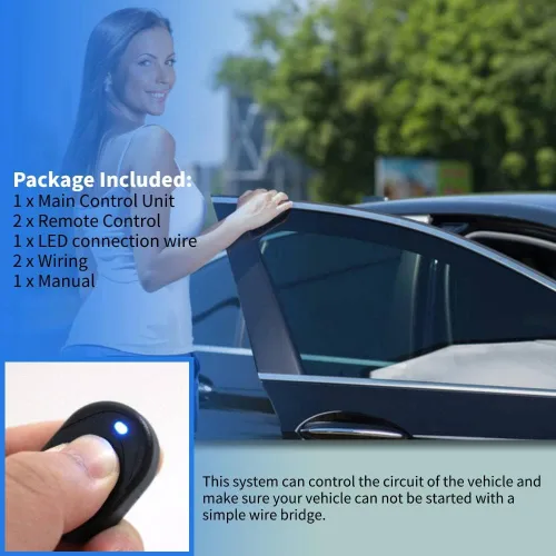 Vista 4 de Yosoo Sistema antirrobo universal de 12 V con alarma de coche + 2 controles remotos
