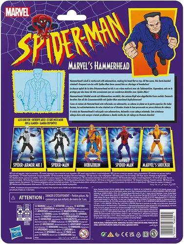 Vista 2 de Marvel Legends Series Spider-Man - Figura de acción de Marvel Hammerhead de 6 pulgadas, incluye 3 accesorios: 2 manos alternativas, 1 bate de béisbol