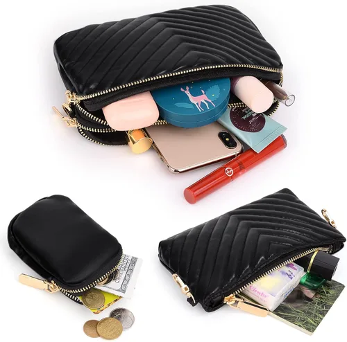 Vista 3 de UTO Pequeñas bolsas cruzadas para mujer, 3 en 1, diseño de moda, mini cangurera con correa