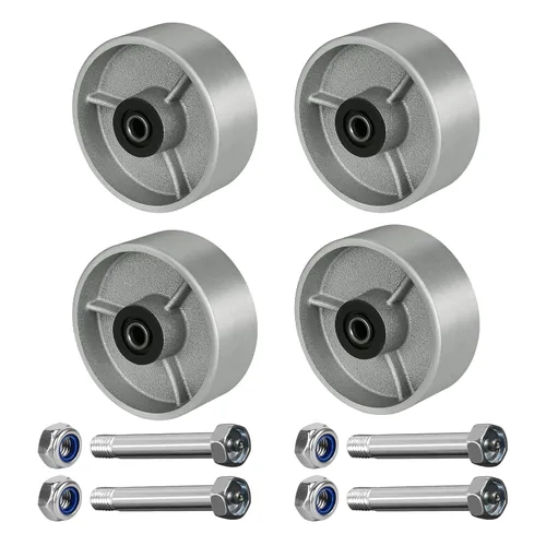 Vista 18 de Ruedas industriales de 3" x 2", rueda de hierro fundido de acero – Rueda de servicio pesado – Capacidad de 800 libras cada una, rodamiento