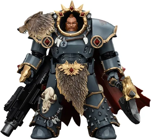 Vista 2 de JOYTOY 1/18 Warhammer 40,000 Figura de acción Space Wolves Hvarl Colección Red-Blade Modelo Regalo de cumpleaños Jt00140