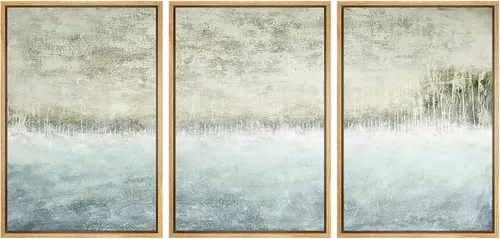 Vista 8 de wall26 Lienzo enmarcado para pared, juego de arte de acuarela pastel, paisaje rural, ilustraciones con formas abstractas, arte moderno, decorativo