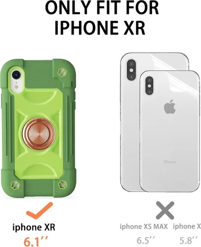Vista 2 de Funda para iPhone XR de 6.1 pulgadas con soporte de anillo, con 2 protectores de pantalla de vidrio, resistente a los golpes, resistente a