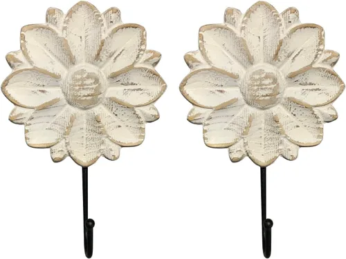 Vista 8 de dwellington Ganchos para Toallas con Flores Ganchos Decorativos Colgador para Colgar Ropa, Llaves, Toallas - Gancho Decorativo de Montaje en Pared