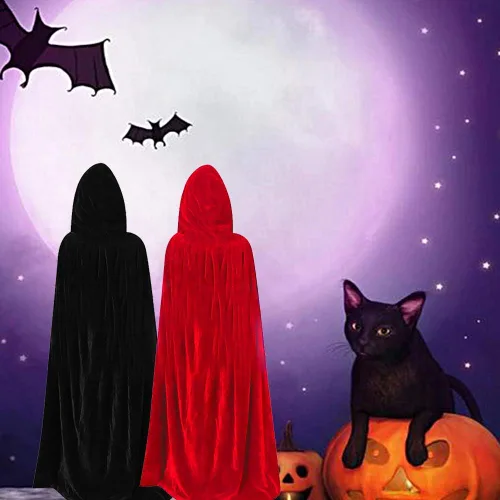 Vista 5 de QBSM Capa con capucha para niños disfraz de bruja de Halloween capa de cosplay de vampiro de 3 a 16 años