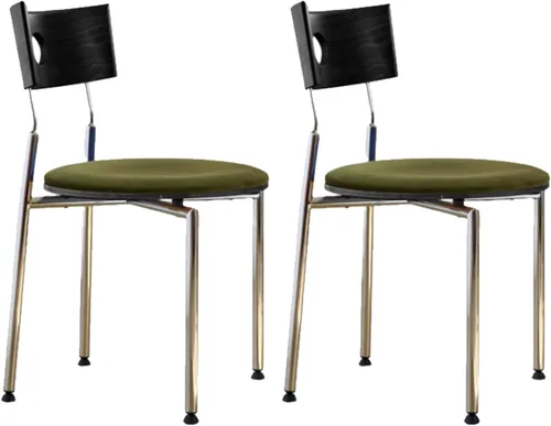 Vista 32 de Stackable Dining Chairs Set, Kitchen Chair with Curved Backrest, Upholstered Living Room Chair, Occasional Seat Dining Room Chairs with Metal