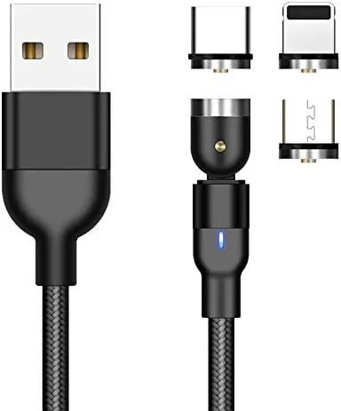 Vista 2 de Cable para Oculus Quest 2 (cable de BoxWave) Cable MagnetoSnap AllCharge Cable de carga magnética USB tipo C micro USB para Oculus Quest 2 Negro