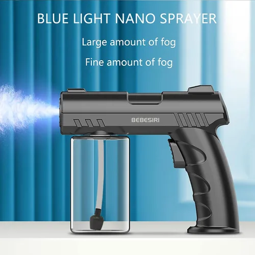 Vista 3 de Vaporizador nano, atomizador nano de luz azul manual para el hogar, vaporizador nano manual para el hogar, atomizador nano recargable. Es adecuado