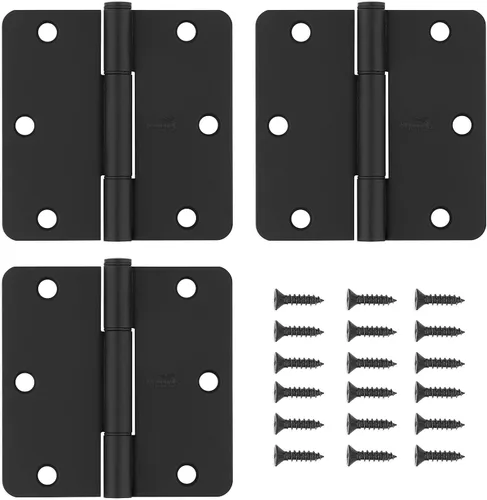 Vista 2 de National Hardware Bisagras de protección contra chirridos de 1/4 pulgadas, esquinas redondas, paquete de 3 en negro mate