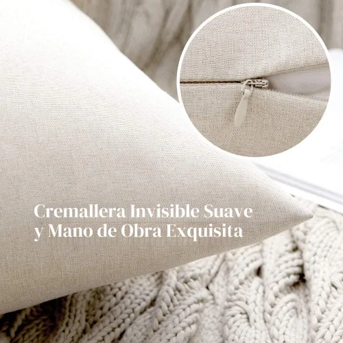 Vista 2 de MIULEE Paquete de 2 fundas de almohada decorativas para exteriores, impermeables, sólidas, de lino sintético, para jardín, granja, patio, tienda