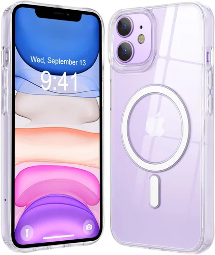 Vista 46 de Fuerte magnético para iPhone 11, compatible con Magsafe, [resistente a caídas de 13 pies] Funda trasera translúcida mate con sensación de piel
