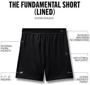 Vista 2 de Fabletics The Fundamental - Pantalón corto para hombre (forro), entrenamiento, correr, entrenamiento, gimnasio, yoga, ultraligero, atlético