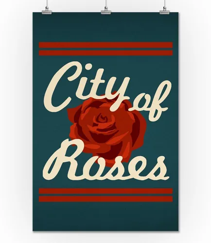 Vista 2 de Portland, Oregon, Retro Skyline, City of Roses (24 x 36 pulgadas, póster de viaje para decoración de pared)