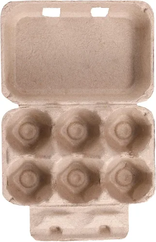 Vista 6 de Media docena de cajas de huevos vintage, paquete de 50 cartones de huevos de pulpa natural en blanco, 6 unidades para huevos de gallina, bandeja