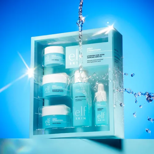 Vista 2 de e.l.f. SKIN Holy Hydration! Hydrated Ever After - Mini kit de cuidado de la piel, limpiador, desmaquillante, crema hidratante y crema de ojos