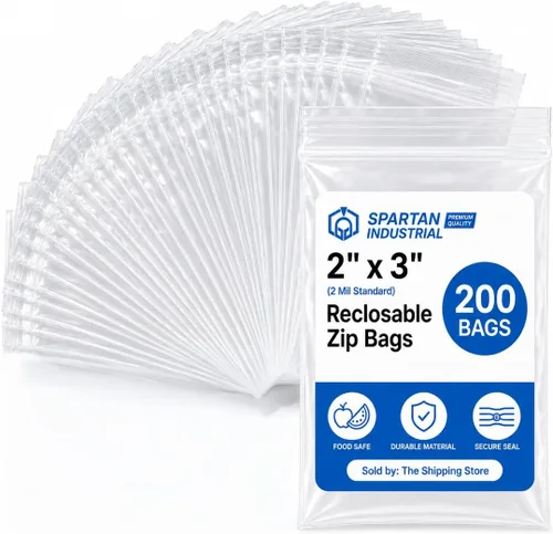 Vista 13 de Spartan Industrial - Paquete de 200 bolsas de plástico con zíper, reutilizables, tamaño chico, de 2 Mil de grosor