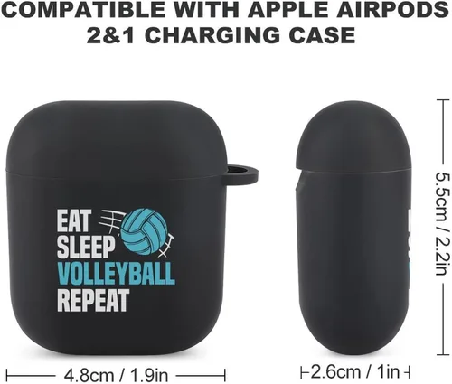 Vista 2 de Eat Sleep - Funda protectora portátil para auriculares con llavero compatible con AirPods 1 y 2