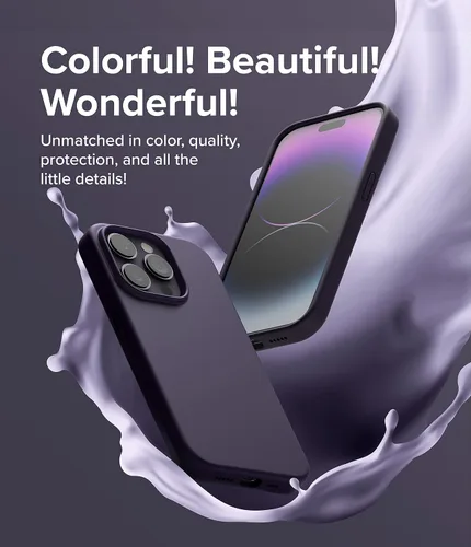 Vista 4 de Ringke Funda de silicona compatible con iPhone 14 Pro de 6.1 pulgadas, color morado oscuro