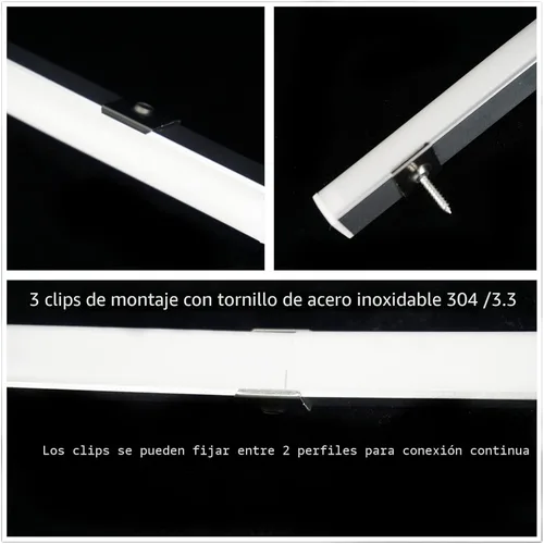 Vista 3 de THMOOTHER Paquete de 20 tiras LED en forma de V de 3.3 pies, sistema de difusor de canal de aluminio, cubierta lechosa extruida con conector