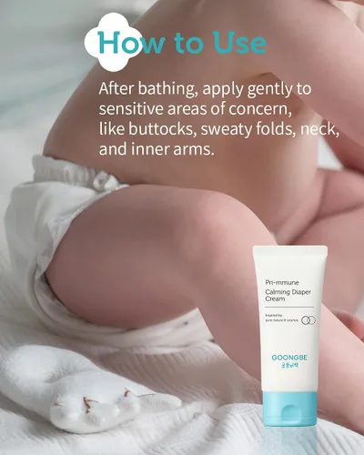 Vista 6 de GOONGBE Pri-mmune Crema calmante para pañales – Crema coreana para pañales con óxido de zinc y pantenol – Trata, calma, piel suave mate, sin