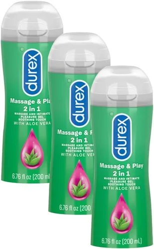 Vista 12 de Durex Massage & Play gel de masaje y lubricante íntimo 2 en 1, botella de 6.76 onzas, 234087637, Aloe Vera, 1, 1