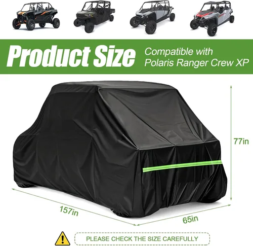 Vista 2 de Funda UTV de 4 plazas 420D impermeable para todo tipo de clima, compatible con Polaris Ranger Crew XP 1000 Mule RZR XP 4 Talon con tiras