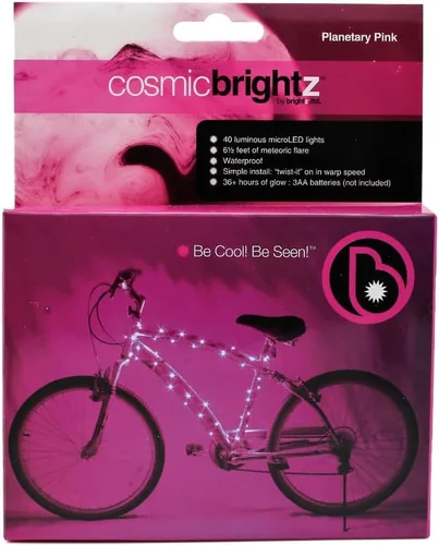Vista 3 de Brightz CosmicBrightz - Cuerda de luz LED para marco de bicicleta, cuerda de 6.5 pies, funciona con pilas con interruptor de encendido/apagado Rosa