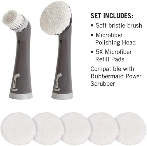 Vista 7 de Rubbermaid Reveal Power Scrubber - Cabezal Conectable de Cerdas Suaves y Velcro con 6 Almohadillas de Microfibra para Cepillo Eléctrico Inalámbrico
