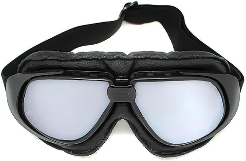 Vista 17 de Anteojos de seguridad para motociclismo, motonetas, medio casco clásico para Vespa, estilo aviador, plegable con lentes transparentes T008 Marco