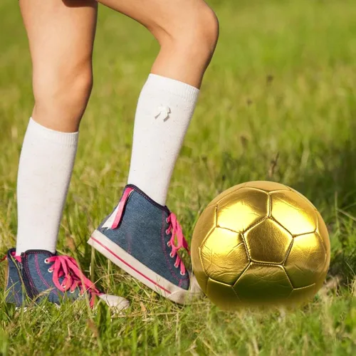 Vista 3 de Linkidea Balón de fútbol de color dorado tamaño 5, pelota de fútbol dorada de tamaño oficial, idea de regalo para fútbol de estilo libre y malabares