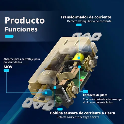 Vista 8 de LIDER GFCI Outlet 15Amp, autocomprobación resistente a manipulaciones Dorado