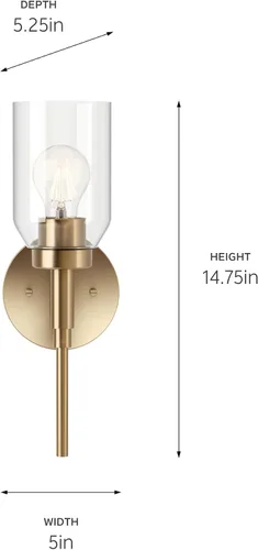 Vista 5 de Kichler Madden - Lámpara de pared para baño, 1 luz, bronce champán