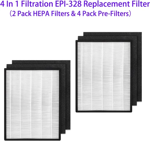 Vista 3 de Juego de 2 filtros de repuesto EPI-328 para purificador de aire COLZER EPI-328 y Domccy NS-320, filtros Hepa H13 con carbón activado de alta