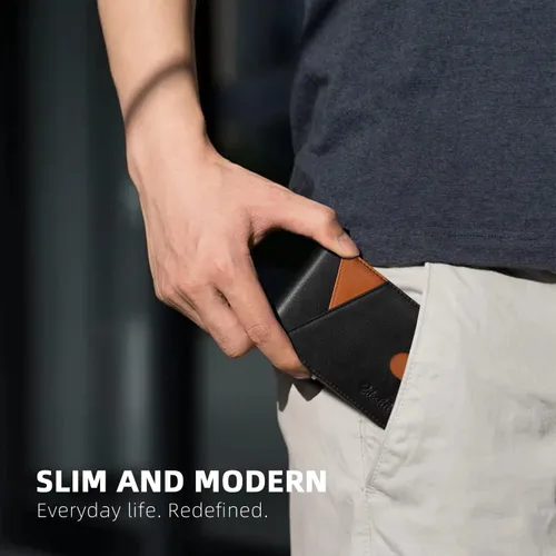 Vista 17 de Zitahli - Billeteras delgadas RFID para hombres, billetera de cuero flexible con clip de dinero, cartera minimalista con bolsillo frontal