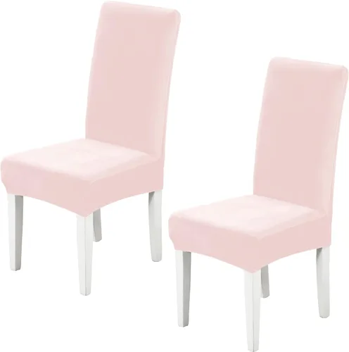 Vista 16 de Juego de 2 fundas de terciopelo suave para sillas de comedor, fundas elásticas de terciopelo para sillas, color negro