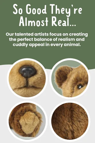 Vista 3 de Living Nature Peluche de oso marrón Animal esponjoso Regalo de juguete suave para niños 6 pulgadas