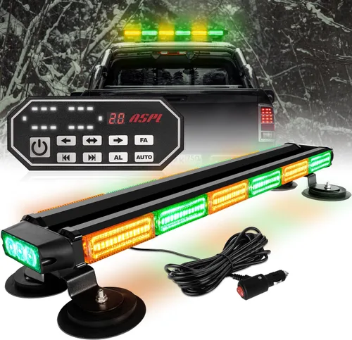Vista 7 de ASPL - Barra de luces estroboscópicas de 66 cm, 126 LED, de emergencia, para techo, doble cara, con controlador, intermitente, de advertencia, luz